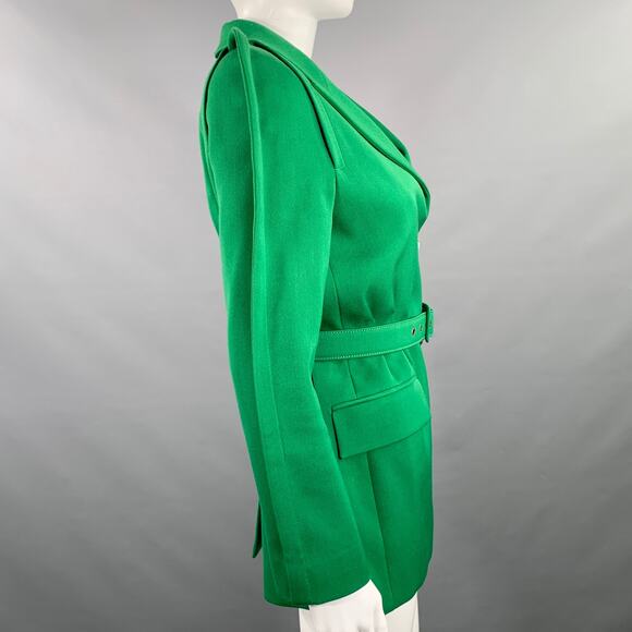 GIVENCHY Size 4 Green Polyester Wool Single Breasted Belted Jacket - Picture 4 of 9